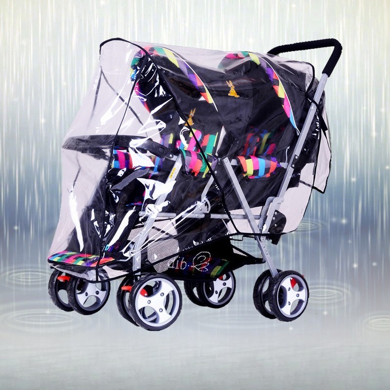 Stroller Rain Cover - Doppelsitziger Zwillingskinderwagen Regenschutz Winddicht Wasserdicht Staubdicht