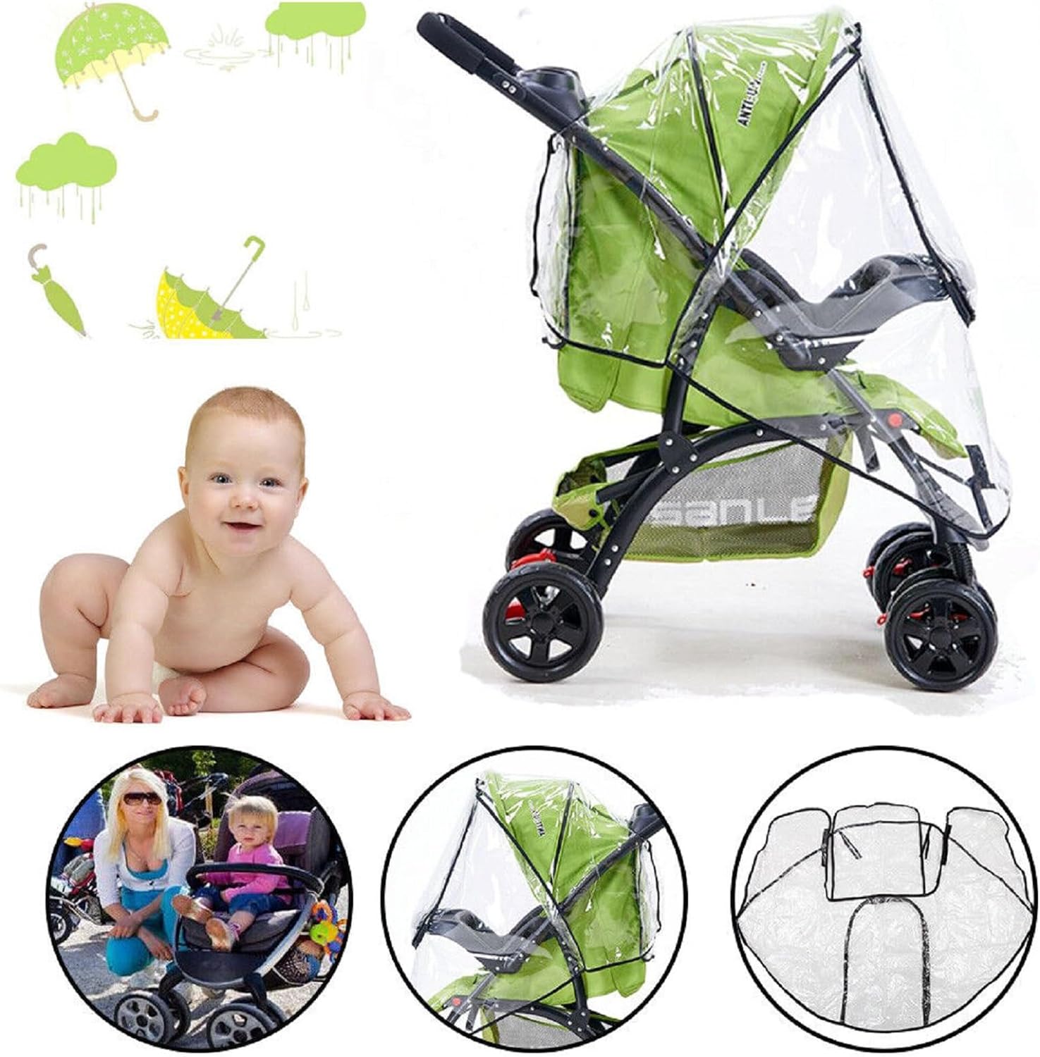 Stroller Rain Cover - Kinderwagen Regenschutz, universelle Reise Wetterschutz atmungsaktive