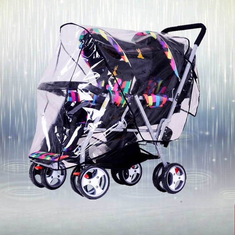 Stroller Rain Cover - Regenschutz für Zwillingskinderwagen, Windschutz für Doppelsitz-Babywagen,