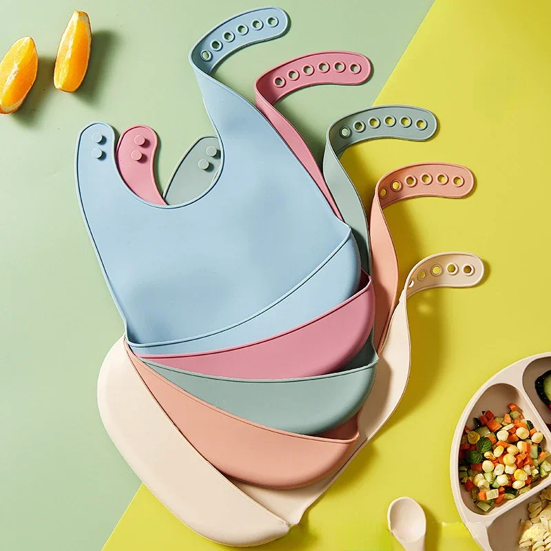Silicone Baby Bibs - 1/2 Stück Baby-Lätzchen Verstellbare Wasserdichte Lätzchen