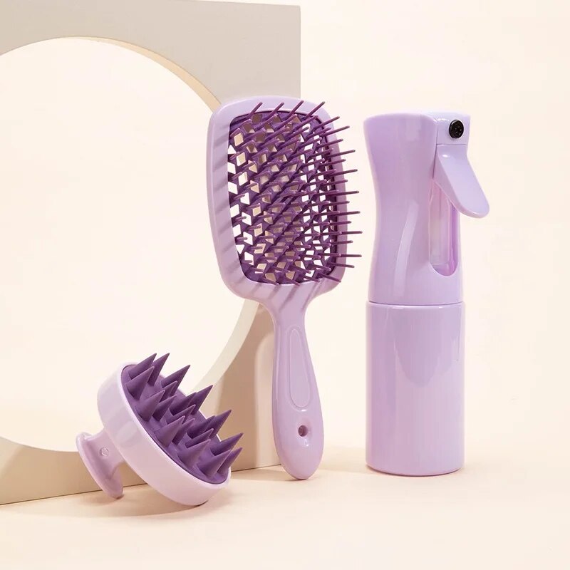 Baby Products Distributor - Shampoo-Bürste Kopfhaut-Massage Sprühflasche Spenderflasche Hohlkamm Styling-Kamm