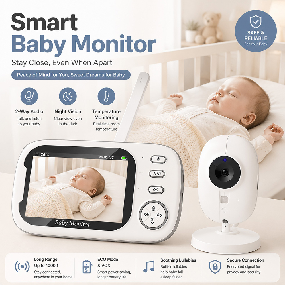 Baby Products Video - 3,5-Zoll-Babyphone mit Kamera und Audio, 720P